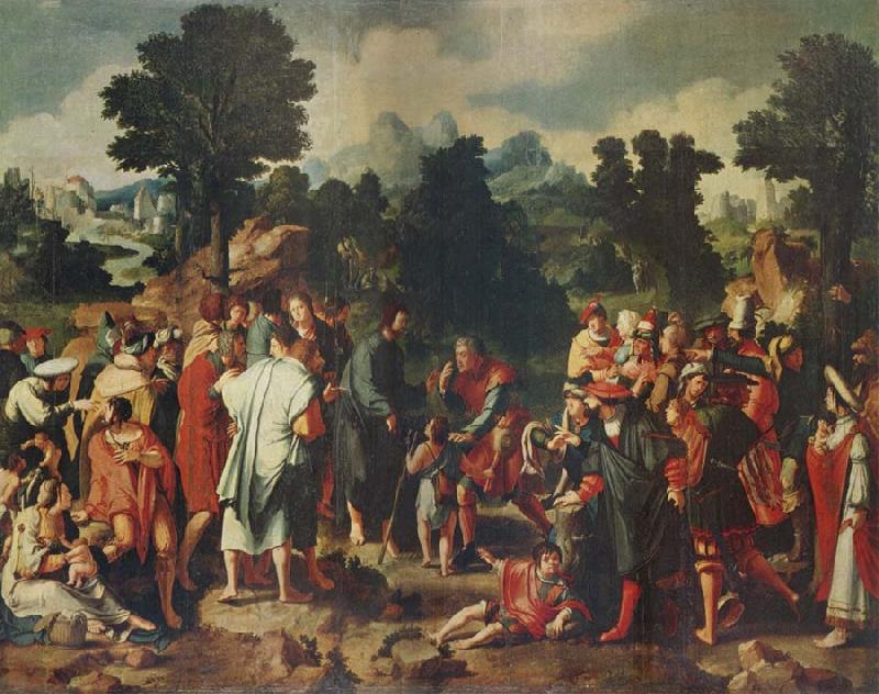 Lucas van Leyden THe Healing of the Blind man of Jericho Germany oil painting art